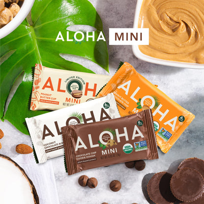 ALOHA Organic Plant Based Protein Bar MINIS |Chocolate Chip Cookie Dough| 20 Count, 24g Bars | Vegan, Low Sugar, Gluten Free, Paleo, Low Carb, Non-GMO, Stevia Free, Soy Free, No Sugar Alcohols