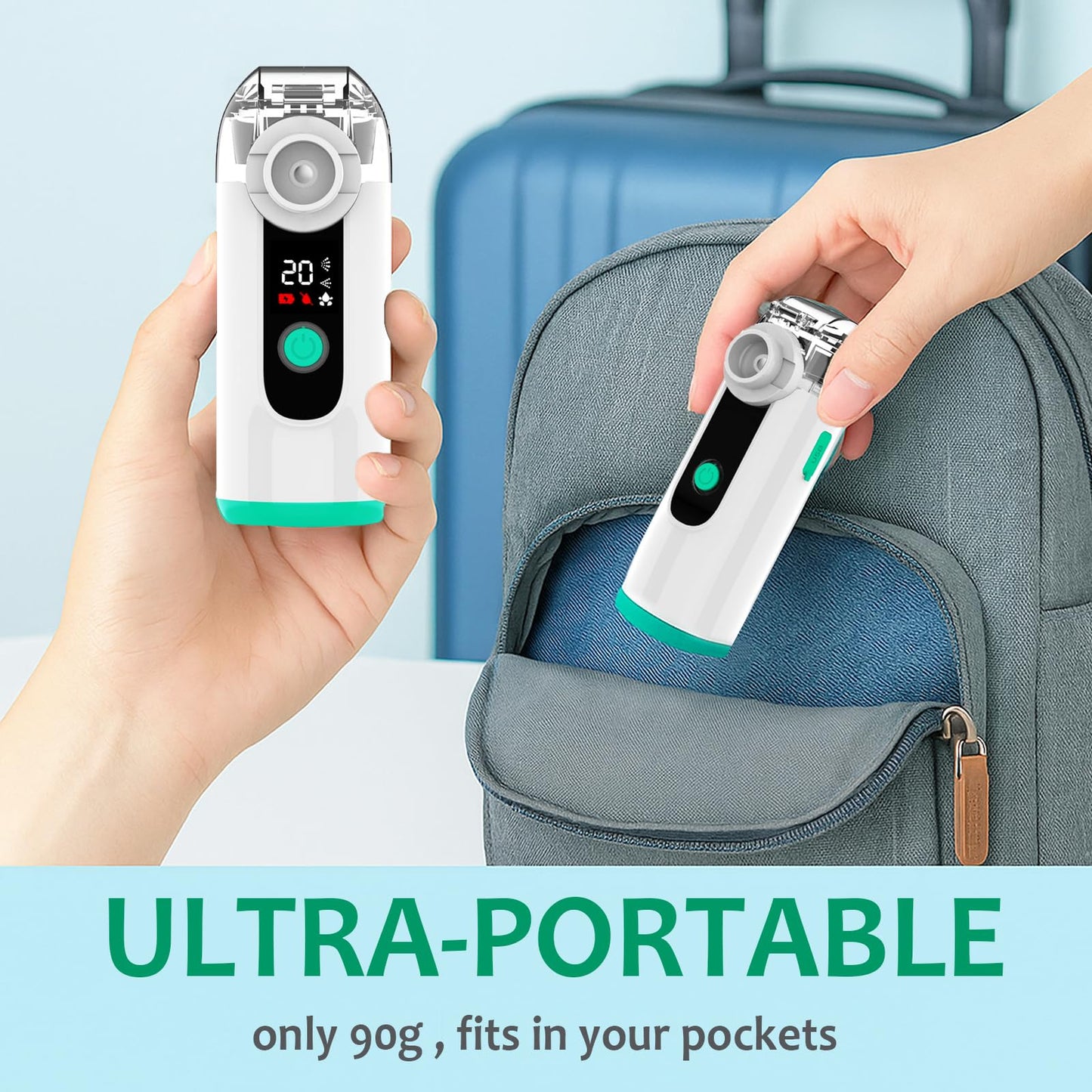 Hand-held Nebulizer for Respiratory System, Portable Nebulizer with Self-Clean Mode, Rechargeable Nebulizer for Home Office Travel