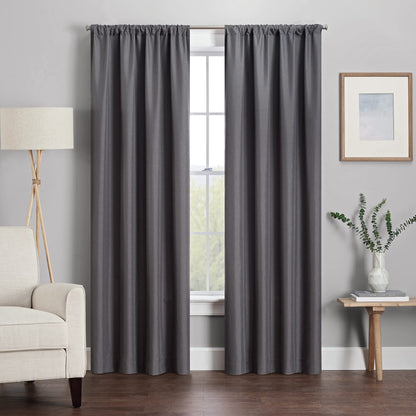 ECLIPSE Kendall Modern Blackout Thermal Rod Pocket Window Curtain for Bedroom or Living Room (1 Panel), 42" x 95", Charcoal