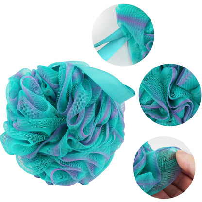 Fu Store Bath Sponges Shower Loofahs 60g Mesh Balls Sponge for Body Wash Bathroom Men Women - 4 Pack Scrubber Cleaning Loofah (60g Green Blue)