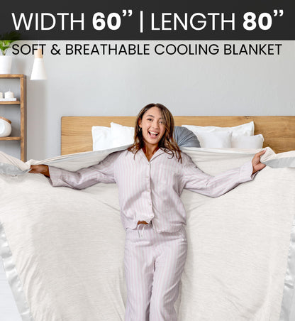 Everlasting Comfort Cooling Blanket for Hot Sleepers - (60"x80") - Dual-Sided Cold Blanket for Sleeping in Summer - Lightweight for Sleeping & Night Sweats