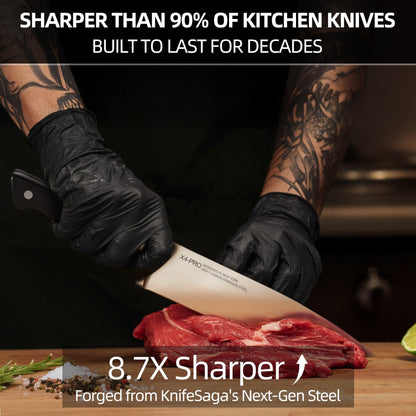 KnifeSaga Knife Set, 15 Pcs Kitchen Knife Block Set, Enduring Razor-Sharp High Carbon Stainless Steel Chef Knife Set with Block and Sharpener, Premium Black Knives Set for Kitchen Valentine's Gift