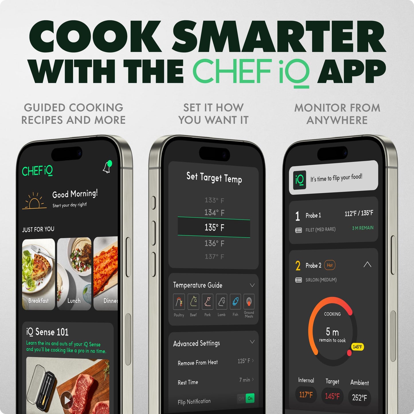 CHEF iQ Sense [2025 Model] | Smart Wireless Meat Thermometer | 4 Ultra-Thin Probes | WiFi Unlimited Range | 1000°F Heat Safe | 5 Sensors | BBQ, Grill, Oven, Smoker, Air Fryer | Gen3