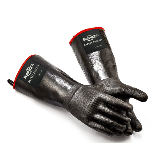 RAPICCA 932°F Heat Resistant BBQ Grill Gloves: Oil Resistant Waterproof for Smoking Grilling Cooking Barbecue Deep Frying Turkey Rotisserie Handling Hot Greacy Meat Stocking Stuffers - Long Sleeve