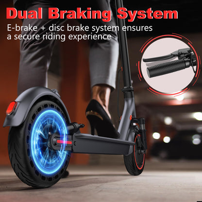 Maxshot Electric Scooter, 8.5" /10" /14" Tire, 16/19/22 Mph Top Speed, 12/16/21/27/28/49/50 Miles Long Range, Folding Escooter for Adults and Kids with Seat Bag, Dual Braking, Dual Suspension, App