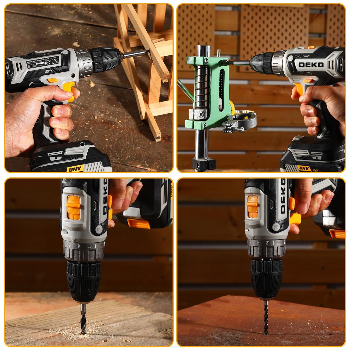 Power Drill Cordless: DEKO PRO Cordless Drill 20V Electric Power Drills Set Tool Drills Cord-less Set with Battery and Charger