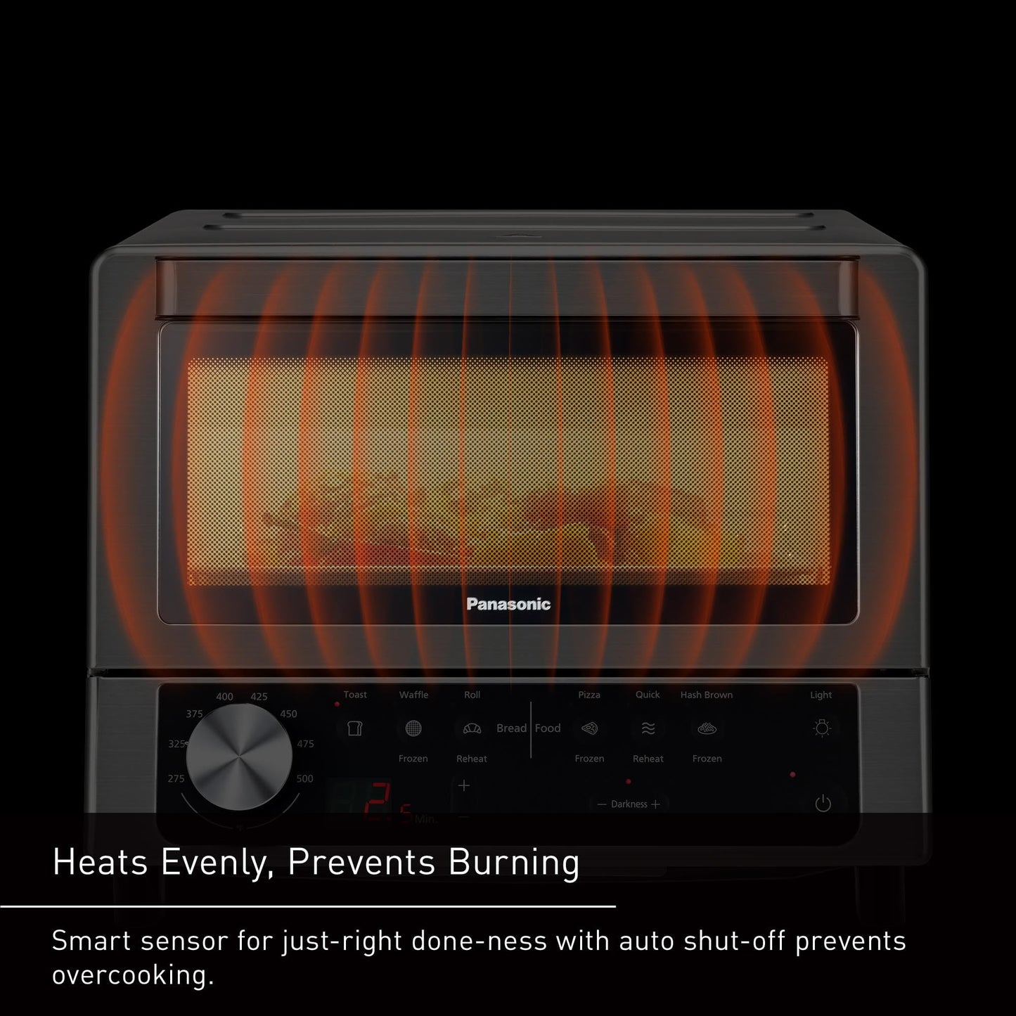 Panasonic FlashXpress Toaster Oven with Double Infrared Heating, 6 Auto Cook Options and Dial Temperature Control, 4-Slice Small Toaster Oven, 1300 Watts, PFAS-free - NB-G200P (Stainless Steel)