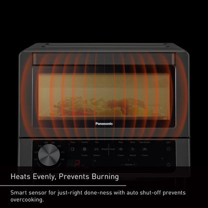 Panasonic FlashXpress Toaster Oven with Double Infrared Heating, 6 Auto Cook Options and Dial Temperature Control, 4-Slice Small Toaster Oven, 1300 Watts, PFAS-free - NB-G200P (Stainless Steel)
