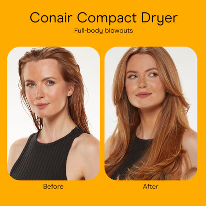 Conair Compact Hair Dryer with Folding Handle, 1875W Travel Blow Dryer with Diffuser and Concentrator Attachments, 2 Heat & 2 Speed Settings, Dual Voltage, Grey