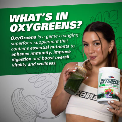 EHP Labs OxyGreens Super Greens Powder - Daily Greens Spirulina, Greens Superfood Powder & Greens Supplements Powder, Supergreens Antioxidants & Immunity Support, 30 Serves (Forest Berries)