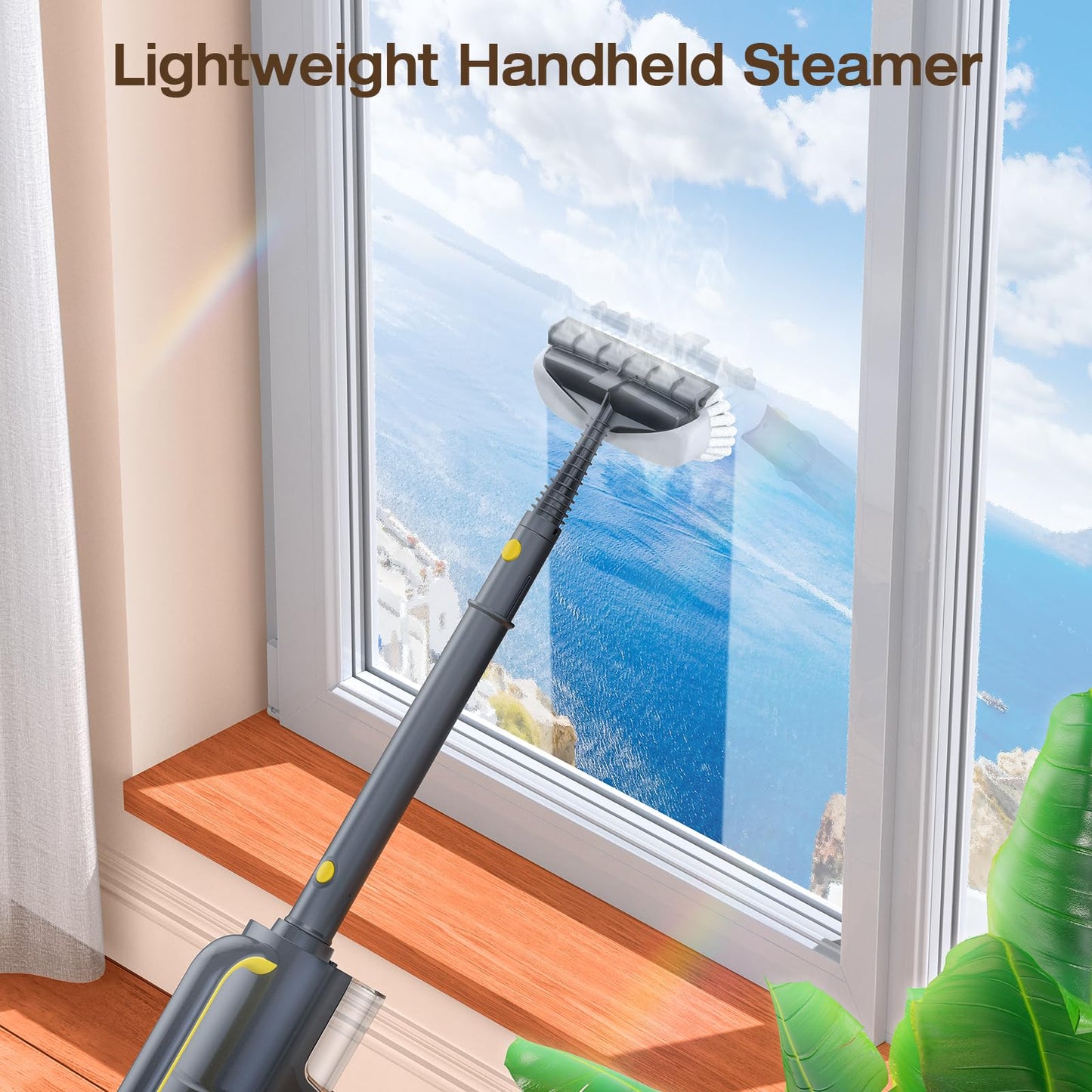 ScrubWiz Steam Mop Cleaner with Detachable Handheld Steamer, 10-in-1 Multi Accessories, Washable Microfiber Pads, 350ml and 2 Adjustable Levels for Cleaning Floor, Carpet, Grill, Tile, and Grout, Gray
