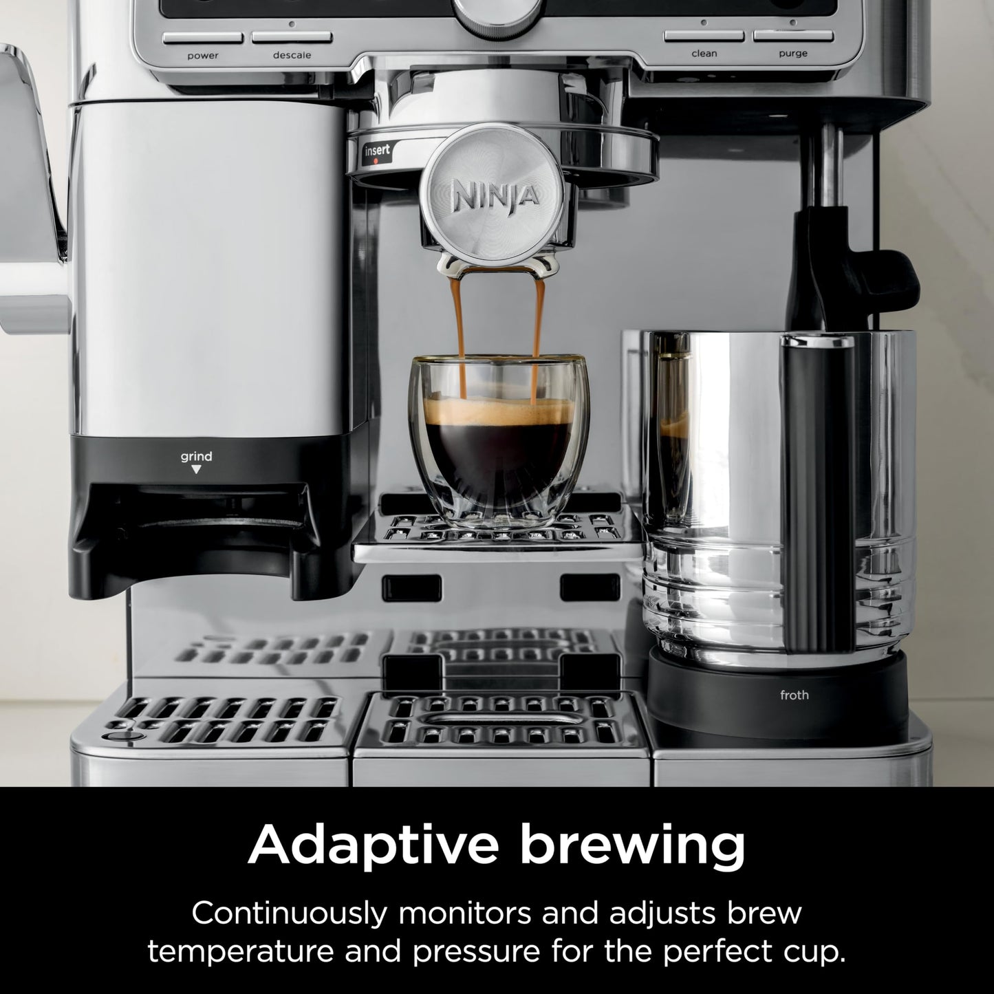 Ninja Luxe Café Pro Series, Espresso Machine, Drip Coffee, Cold Brew, Hot Water, Integrated Tamper, Built-in Grinder, Hands-Free Frother for Cappuccinos, Lattes, Americanos, Dairy or Non-Dairy, ES701
