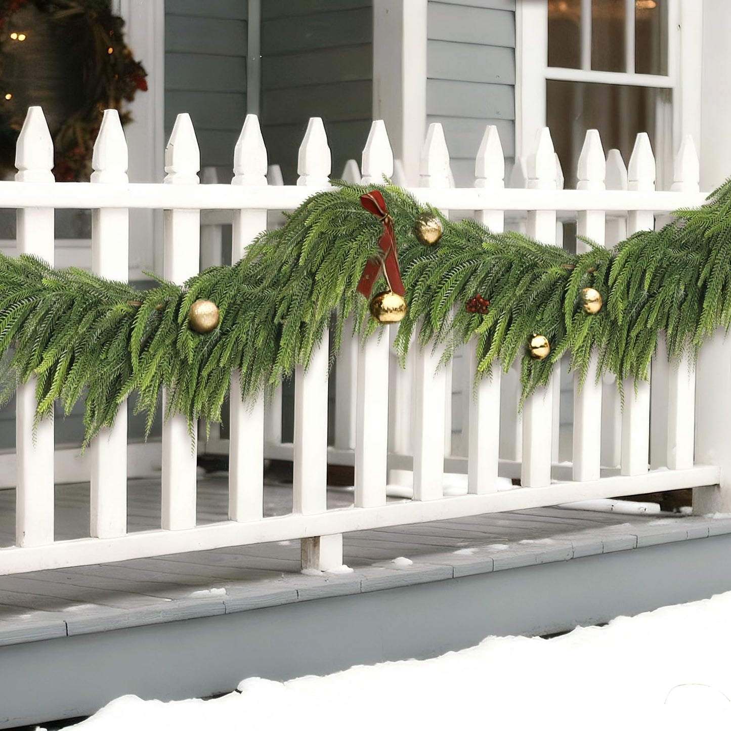 5FT Christmas Norfolk Pine Garland -1PCS, Artificial Pine Needles Garlands Faux Greenery Fake Garland for Holiday Fireplace,Table,Window,Stairs,Mante,Indoor Outdoor Decor