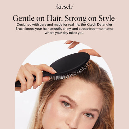 Kitsch Detangler Hair Brush for Wet and Dry Hair, Curly or Straight Hair, Detangling Brush with Flexible Hairbrush Bristles, Hair brushes for Women & Men, Adults & Kids, for Shower & Travel - Black