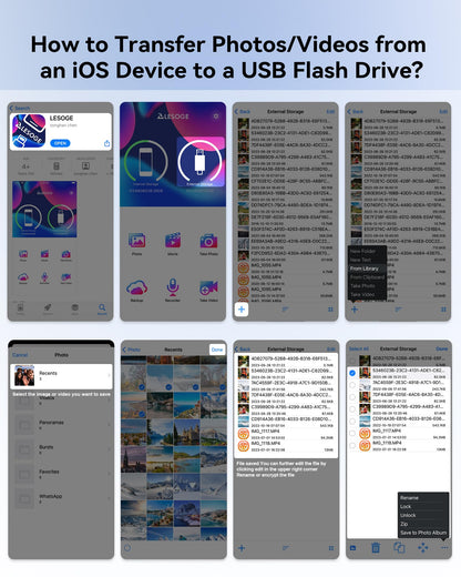 MFi Certified 128GB Flash Drive for iPhone Photo Stick, USB Thumb Drives Memory Stick High Speed USB Stick External Storage for iPhone/iPad/Android/PC