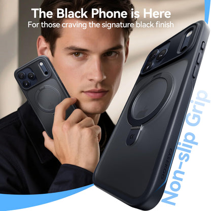 CASEKOO [Instant Black] for iPhone 17 Pro Case with Magnetic Ring Stand [Military Drop Protection] [Fit for MagSafe] Shockproof Translucent Matte Slim Phone Cover for iPhone 17 Pro Case 6.3 Inch
