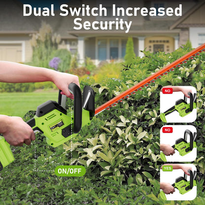 SUNCHERS 20V Max Hedge Trimmer Cordless, 22 Inch Tree Trimmer with 2 Batteries and Charger, Handheld Electric Trimmers, Grass Shrub Pruning Cutter, Lightweight & Compact Hedge Shear for Garden, Lawn