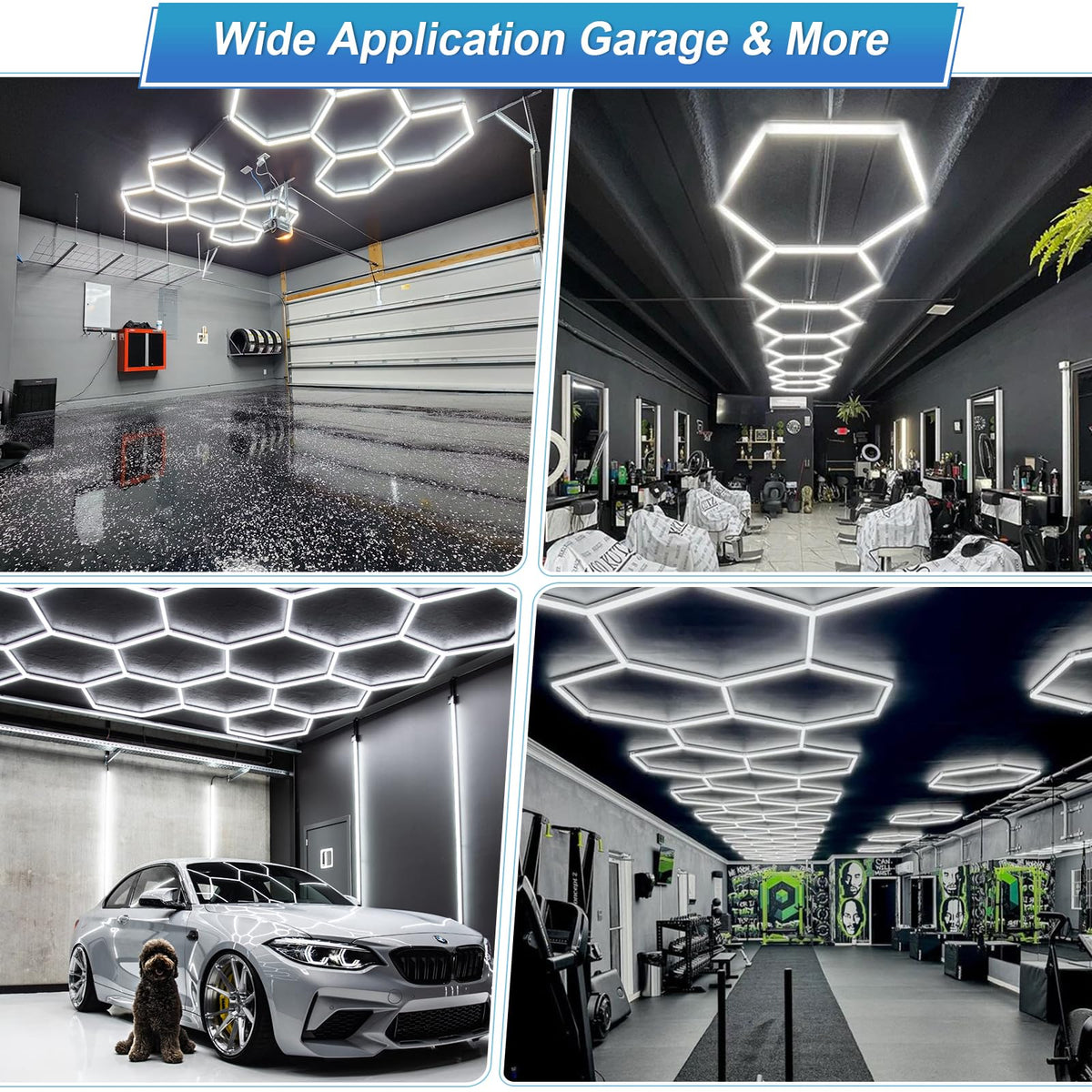LZHOME Hexagon Garage Light: Upgraded 10-100% Dimmable LED Garage Hexagon Lights, 50 Packs LED Light, 52800LM Super Bright Hexagon Lights for Garage Gym Basement Hair Salon