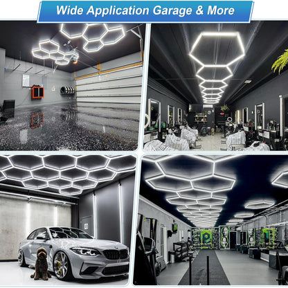 LZHOME Hexagon Garage Light: Upgraded 10-100% Dimmable LED Garage Hexagon Lights, 50 Packs LED Light, 52800LM Super Bright Hexagon Lights for Garage Gym Basement Hair Salon