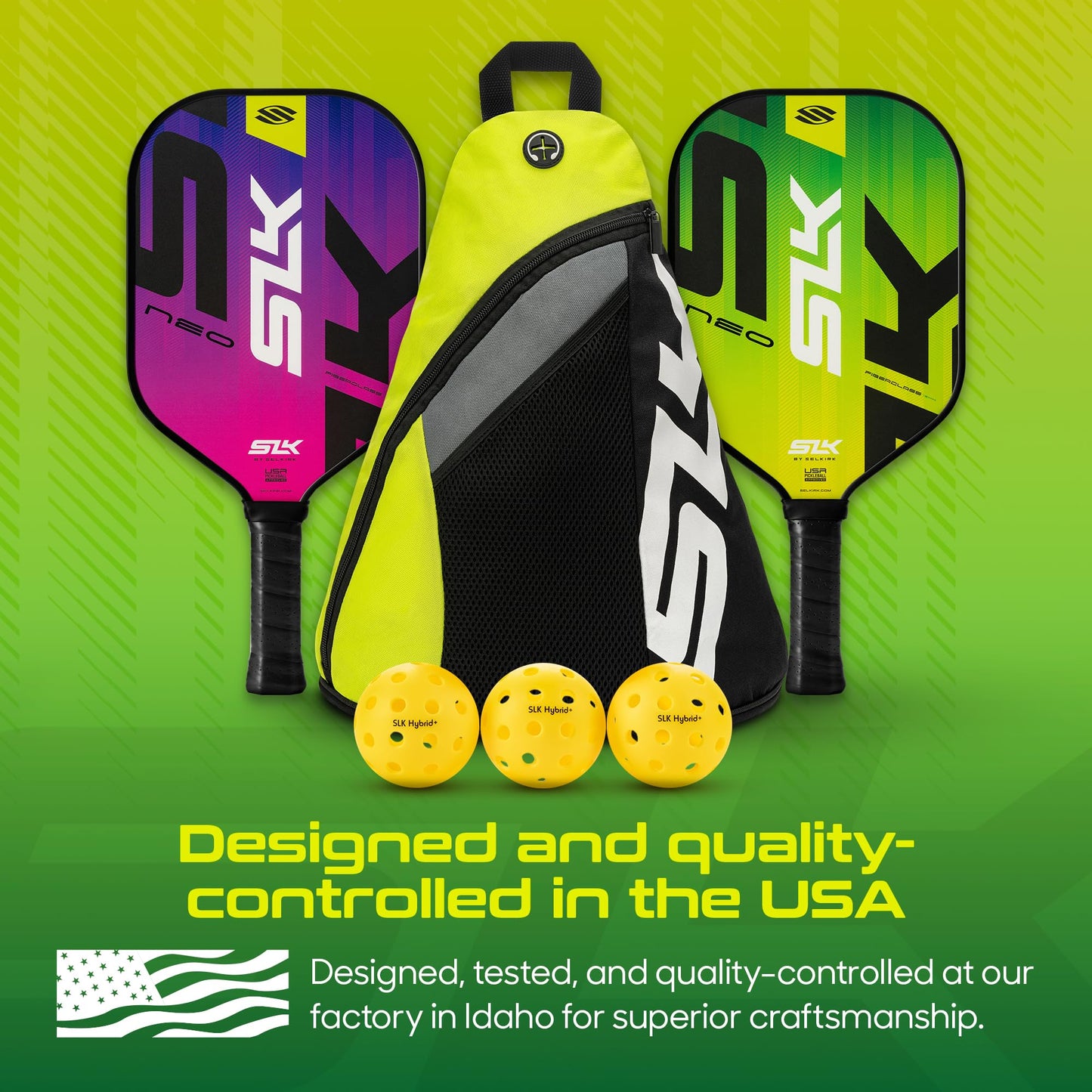 Selkirk Sport SLK Pickleball Paddles Set of 2 | Fiberglass Pickleball Paddle Set | SX3 Honeycomb Core | Designed in The USA for Traction and Stability | Citron + Magenta Mirage