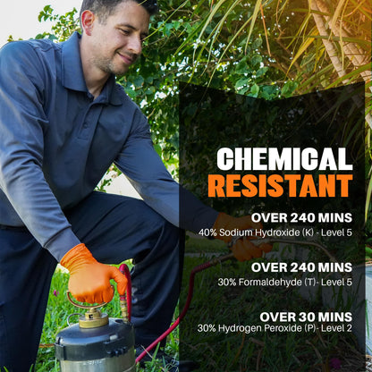 GRIPXX Herkules Grip Heavy Duty 8Mil Orange Nitrile Gloves,3D Raised Diamond Texture-Latex & Powder Free-Industrial, Mechanic (10, X-Large)