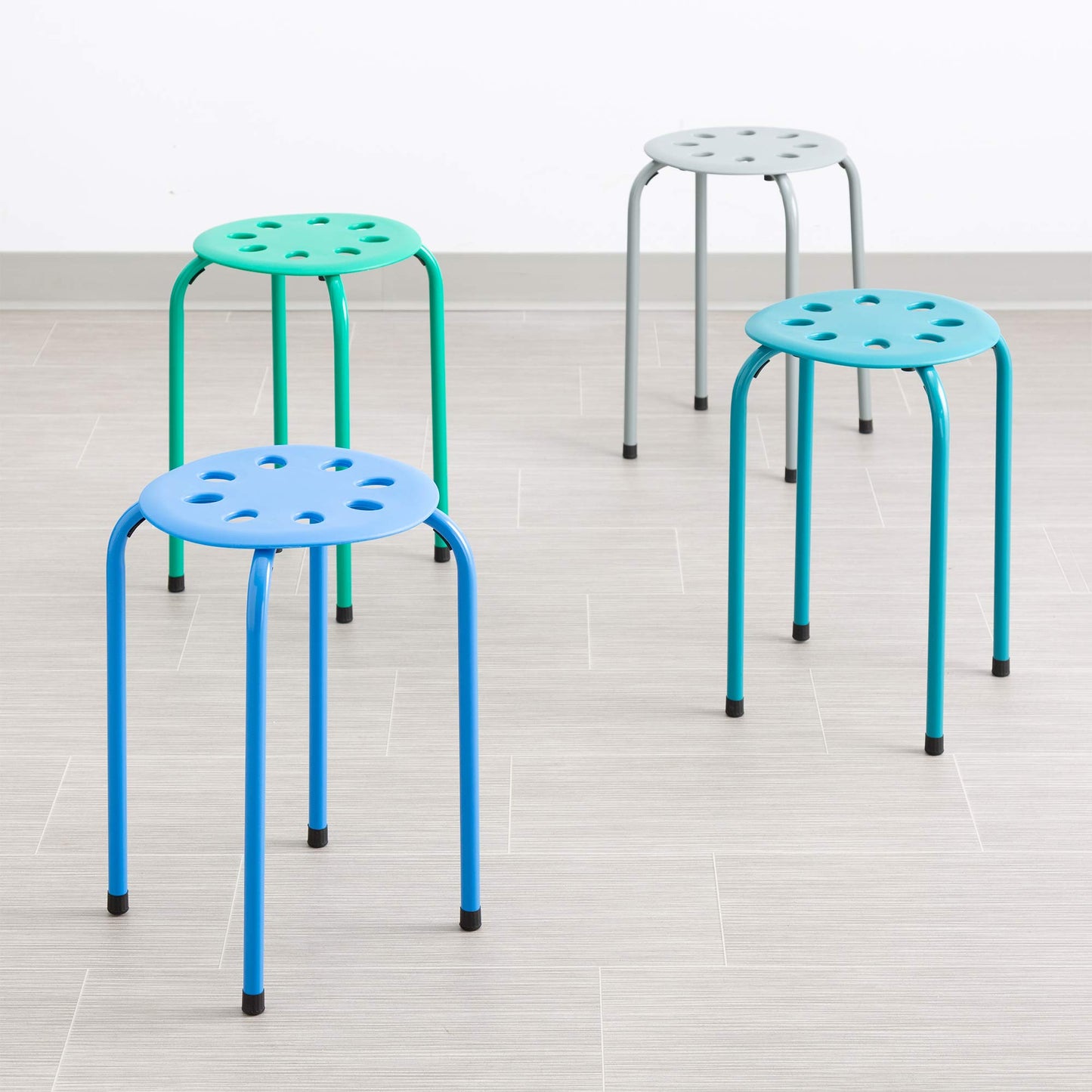 Norwood Commercial Furniture Stacking Stools for Kids and Adults, 17.75" Standard Height Portable Nesting Office and Classroom Stools, Contemporary, Pack of 4