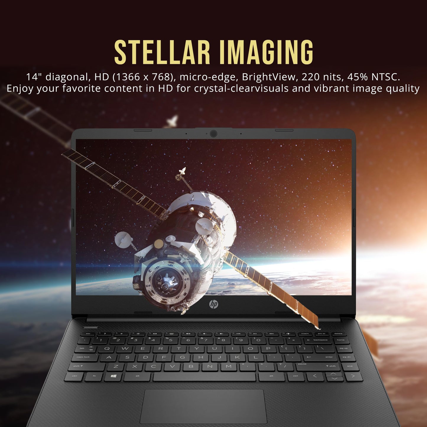 HP Stream 14" HD BrightView Laptop, Intel Celeron N4120, 16GB RAM, 288GB Storage (128GB eMMC + 160GB Docking Station Set), Intel UHD Graphics, 720p Webcam, Wi-Fi, 1 Year Office 365, Win 11 S, Black