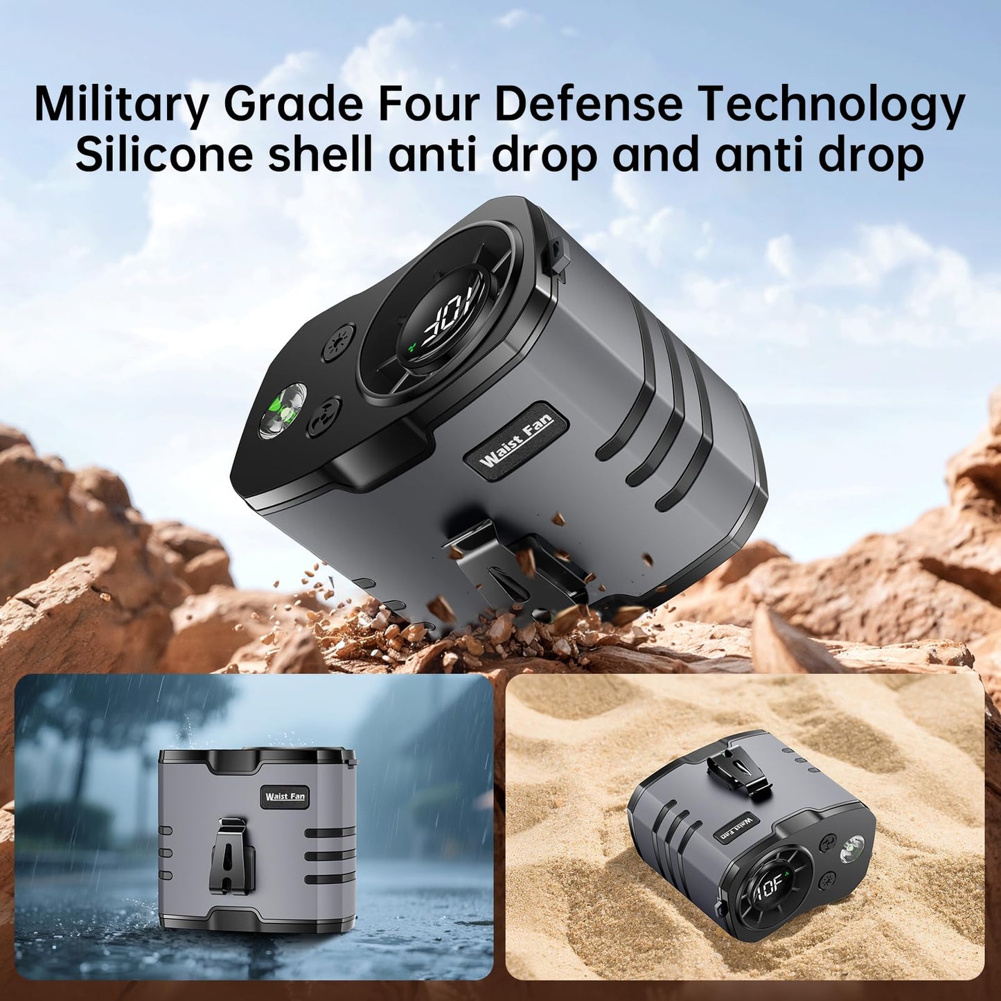 Portable Waist Fan, Belt Fans Rechargeable, 10 Speed Cooling Personal Clip Fan 10000mAh Battery Necklace Shirt Fans 13500 RPM, 40H Work Time, SOS Light for Outdoor Camping Gardening