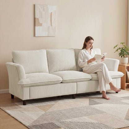 GRUSIGN 3 Seater Corduroy Couch, 89" Comfy Couch with Deep Seat, Modern Sofa Couch for Living Room, Office, Bedroom, Apartment (Pillows not Included)