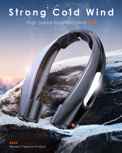 ZEEFO Portable Neck Fan, Hands Free Personal Fan- 6000mAh Battery Operated, Ultra-Quiet USB Rechargeable Fan with 6 Adjustable Speeds, Cooling Wearable Fan for Home, Office, Outdoor, Travel-Black