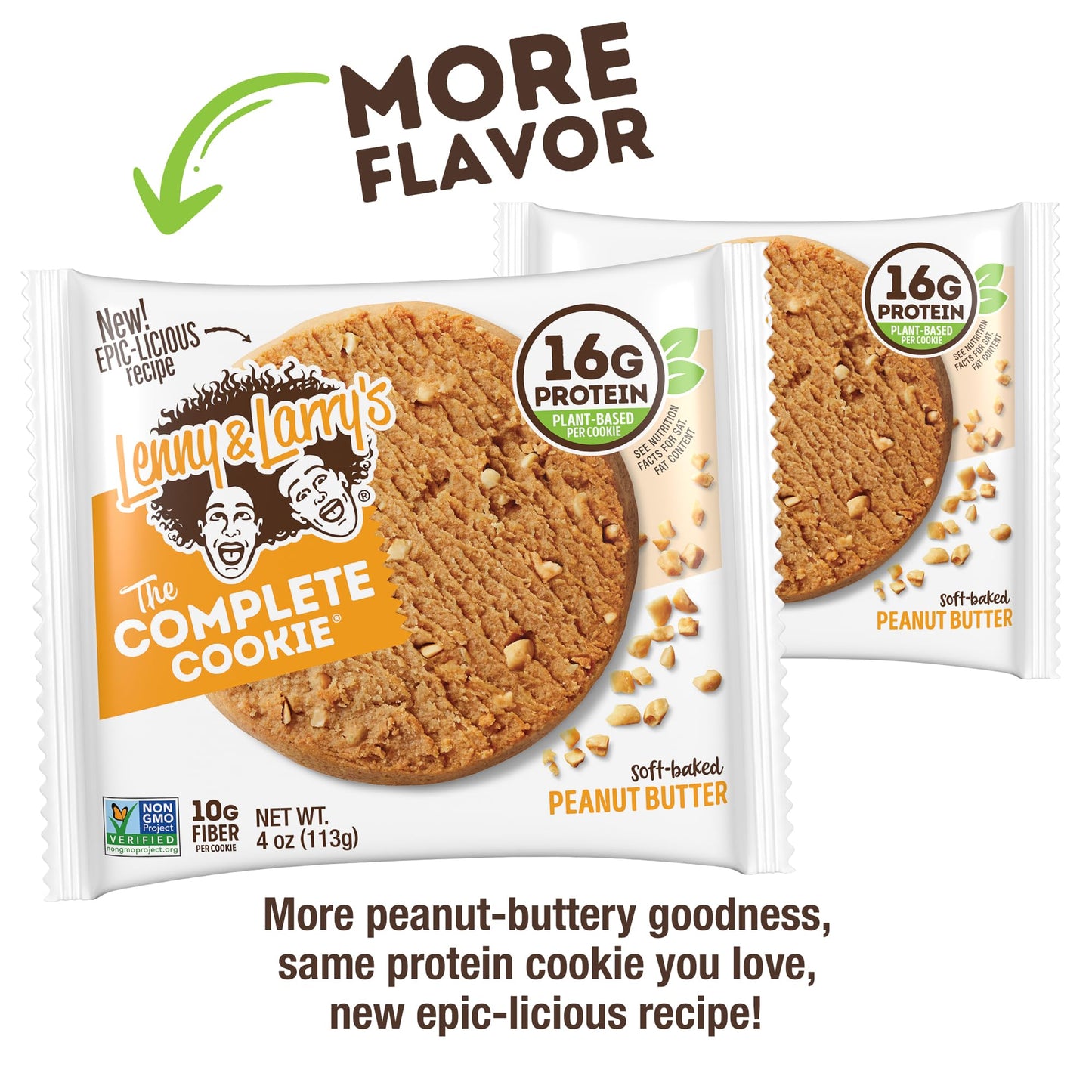 Lenny & Larry's Protein Cookie, [Peanut Butter], Chewy Soft Baked, 16g Plant Protein, Vegan, Non-GMO, High Fiber, 4 Ounce Cookie (Pack of 12)