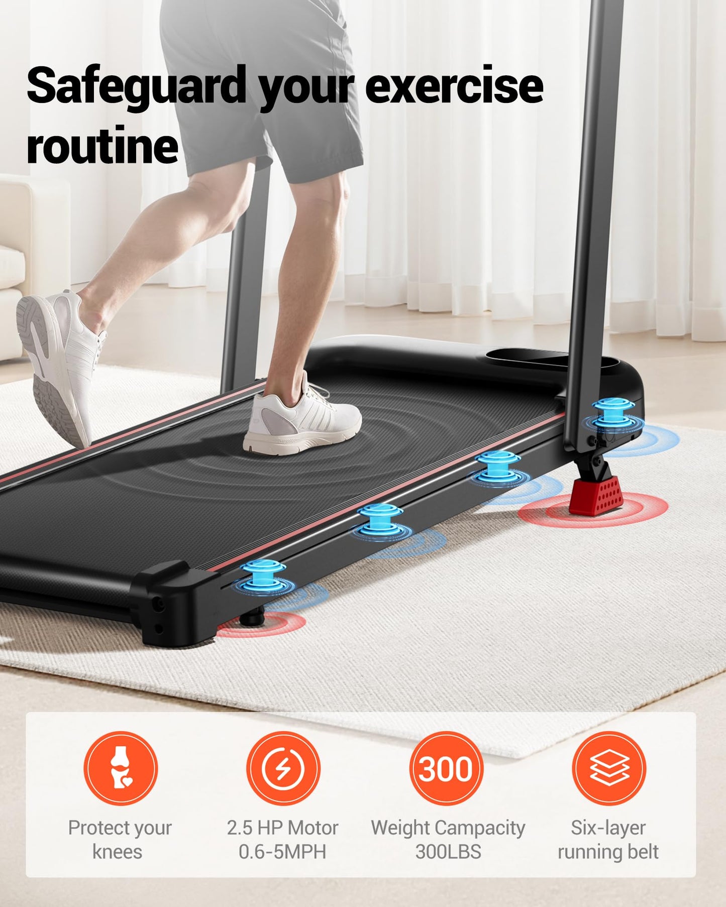 4-in-1 Walking Pad with 10% Incline, Portable Under Desk Treadmill, Foldable Treadmills for Home and Office, 2.5 HP Quiet Walking Pad Treadmill with 300 LBS Capacity