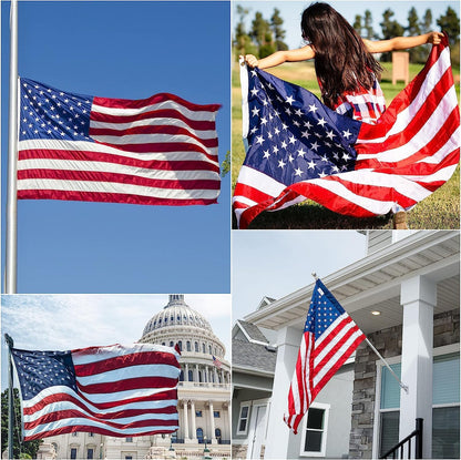American Flags for Outside 3x5, Heavy Duty American Flag with Embroidered Stars, Thicken Nylon US Flag with Sewn Stripes Brass Grommets US Flags 3x5 Outdoor Made in USA High Wind All Weather Flags