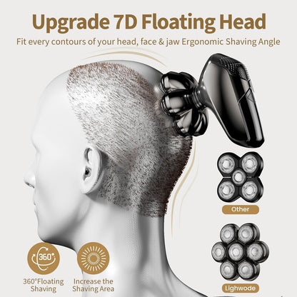 Head Shavers for Bald Men: 5-in-1 Electric Razor - IPX7 Waterproof Shaving Grooming Kit for Balder - LED Display & Precision Blades (Deep Black)