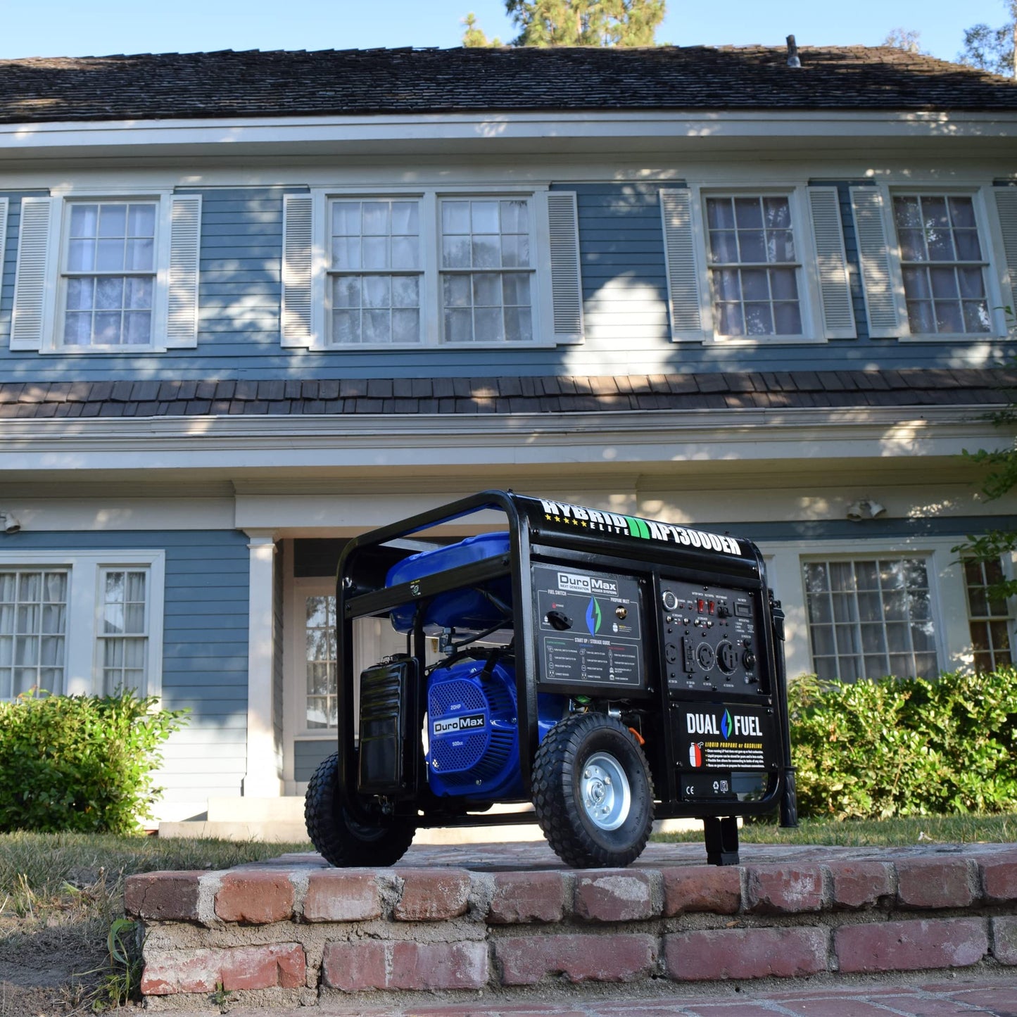 DuroMax XP13000EH Dual Fuel Portable Generator 13000 Watt Gas or Propane Powered Electric Start-Home Back Up, Blue/Gray