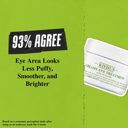 Kiehl's Avocado Eye Treatment, Nourishing and Hydrating Eye Cream, Avocado Oil and Caffeine to Energize and Invigorate Skin, Tired Eyes, 99% Naturally Derived Formula - 0.5 fl oz