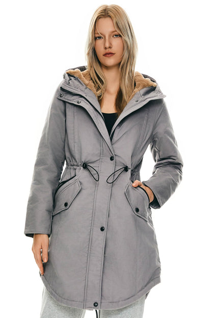 Orolay Women's Thicken Fleece Lined Parka Winter Coat Hooded Jacket with Pockets Brushed Nickel XL