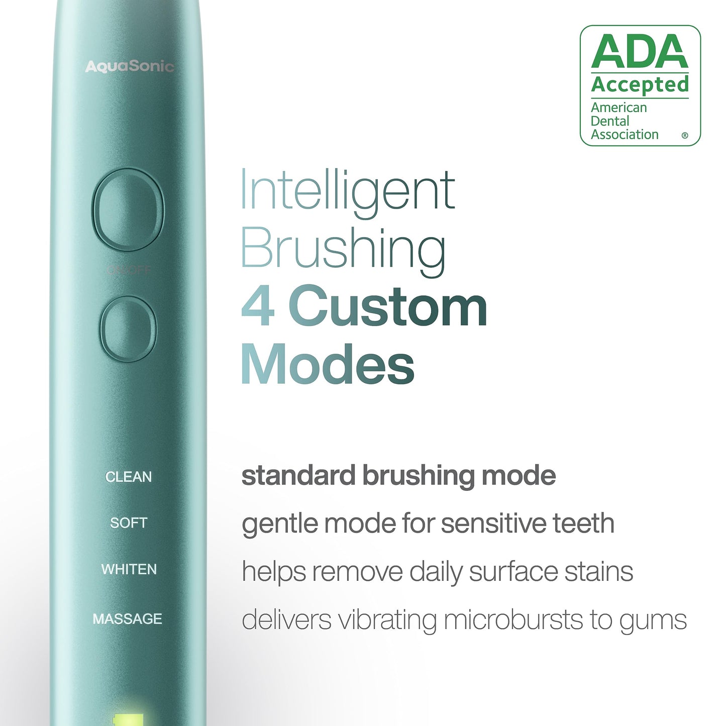 Aquasonic Vibe Series Ultra-Whitening Toothbrush – ADA Accepted Power Toothbrush - 8 Brush Heads & Travel Case – 40,000 VPM Motor & Wireless Charging - 4 Modes w Smart Timer – Mint Green Metallic
