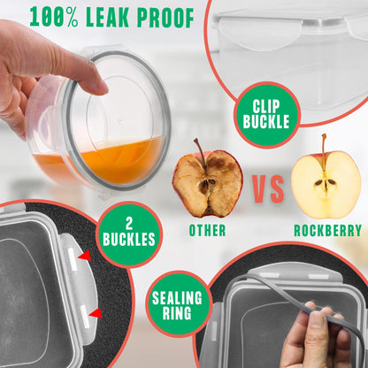 RockBerry 50 Pcs Large Food Storage Containers with Lids Airtight-Total 526OZ Stackable Kitchen Set-85 OZ to small Containers-BPA Free Leak proof containers- Freezer Microwave safe