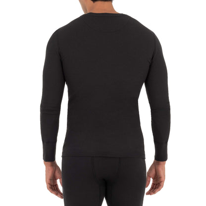 Fruit of the Loom Men's 2-Pack Recycled Waffle Thermal Underwear Crew Top, Black/Natural, X-Large