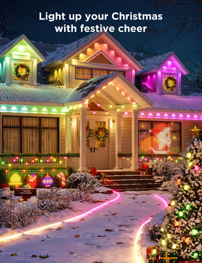Govee Permanent Outdoor Lights Pro, 100ft with 60 RGBIC LED Lights for Daily and Accent Lighting, 75 Scene Modes for Christmas, IP67 Waterproof, Works with Alexa, Google Assistant, Matter, White