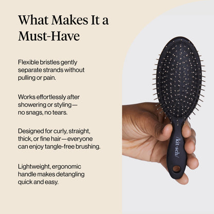 Kitsch Detangler Hair Brush for Wet and Dry Hair, Curly or Straight Hair, Detangling Brush with Flexible Hairbrush Bristles, Hair brushes for Women & Men, Adults & Kids, for Shower & Travel - Black