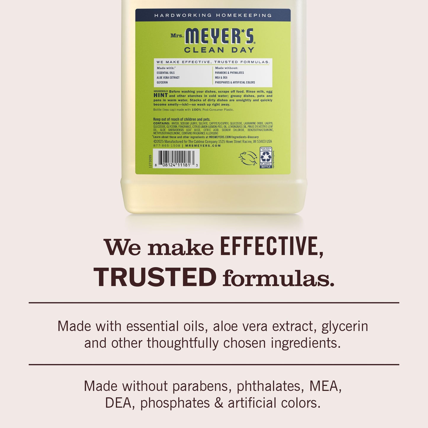 MRS. MEYER'S CLEAN DAY Liquid Dish Soap Refill, Lemon Verbena (48 Fl Oz (Pack of 1))