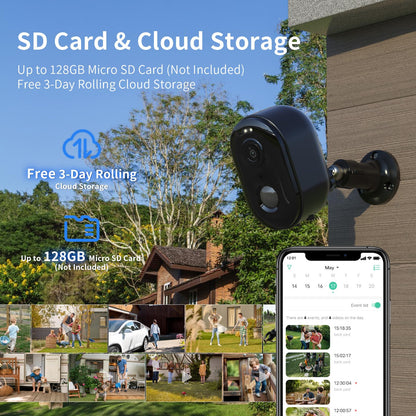 Security Cameras Wireless Outdoor, Battery Powered 2k WiFi Cameras for Home Security, Spotlight Color Night Vision, AI Motion Detection, Siren, Weatherproof, 2-Way Talk, Playback, SD/Cloud Storage