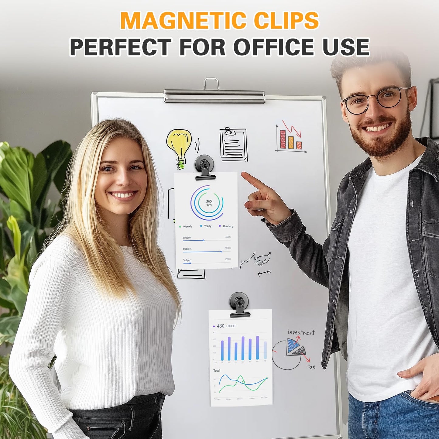 12pack Fridge Magnets Refrigerator Magnets Magnetic Clips Heavy Duty Detailed List Display Paper Fasteners on Home& Office& Teaching (Black, 12)