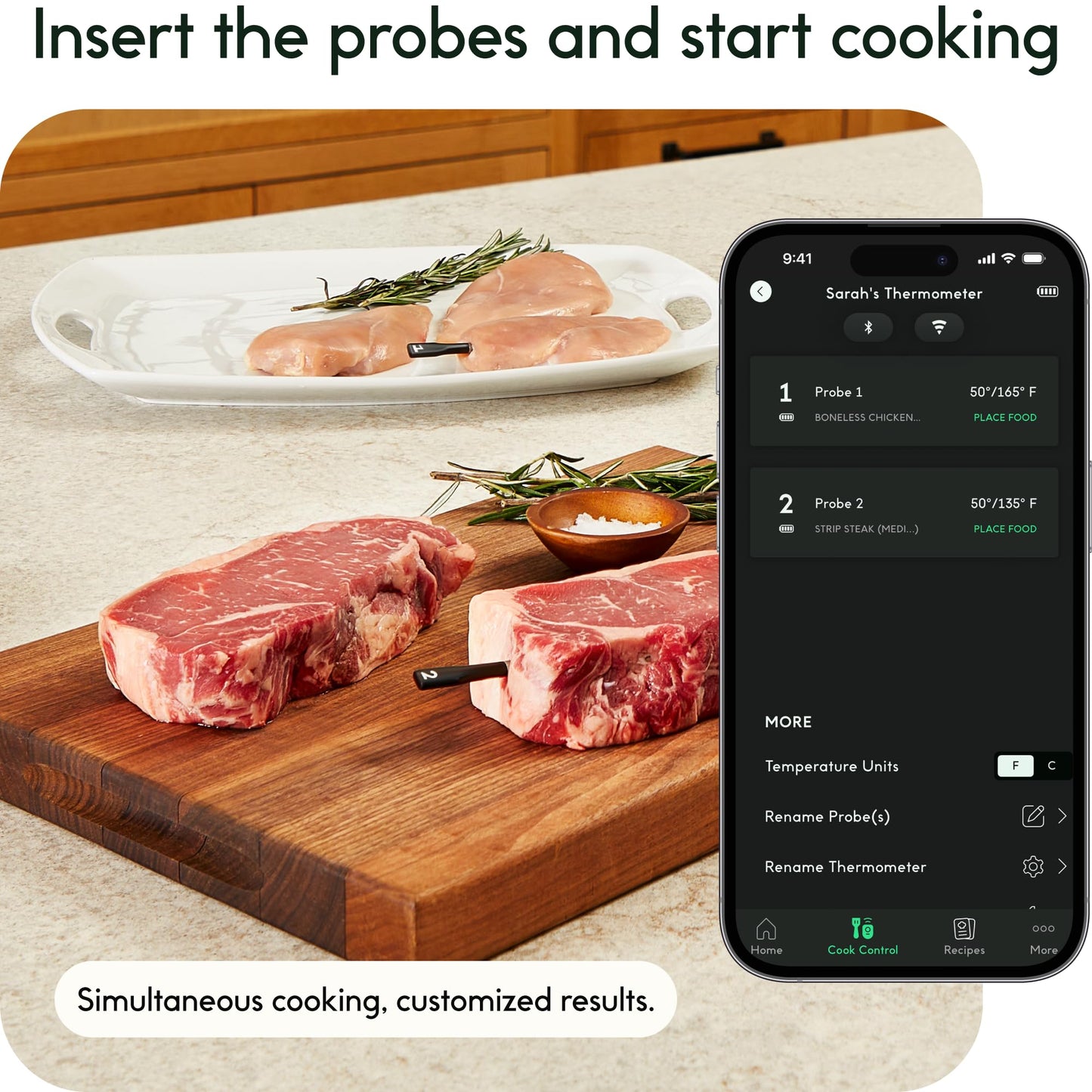 CHEF iQ Sense Smart Wireless Meat Thermometer with 2 Ultra-Thin Probes, Unlimited Range Bluetooth Meat Thermometer, Digital Food Thermometer for Remote Monitoring of BBQ Grill, Oven