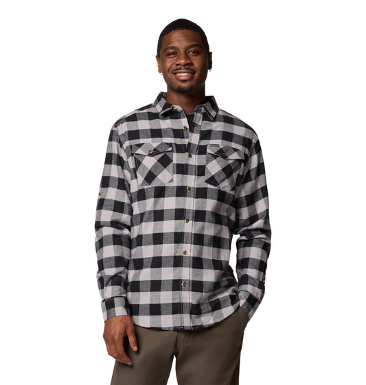 Columbia Men's Bearmouth Springs Roll Up Long Sleeve Flannel Shirt, Columbia Grey Buffalo Check, Large
