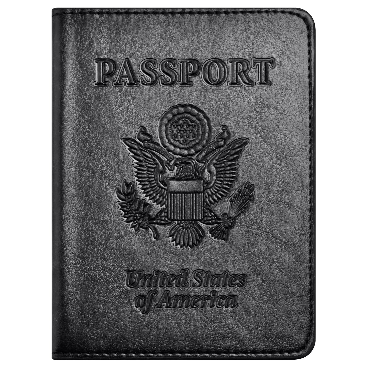 Eoehro Passport and Vaccine Card Holder Combo, Faux Leather, Compact, Lightweight, Waterproof, AA-Black