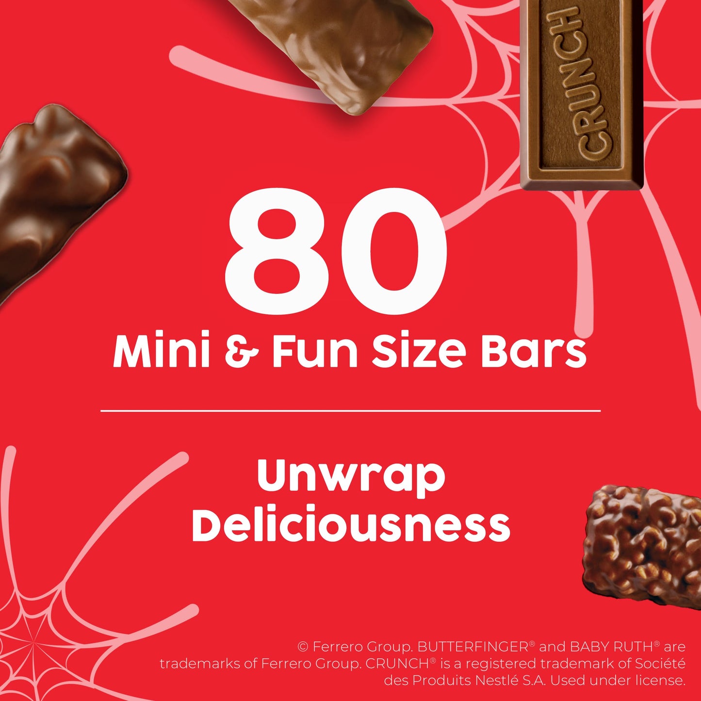 Butterfinger, CRUNCH, Baby Ruth, 100 Grand Mini and Fun Size Assorted Candy Bars, Bulk 80 Count Pack, 32.1 oz