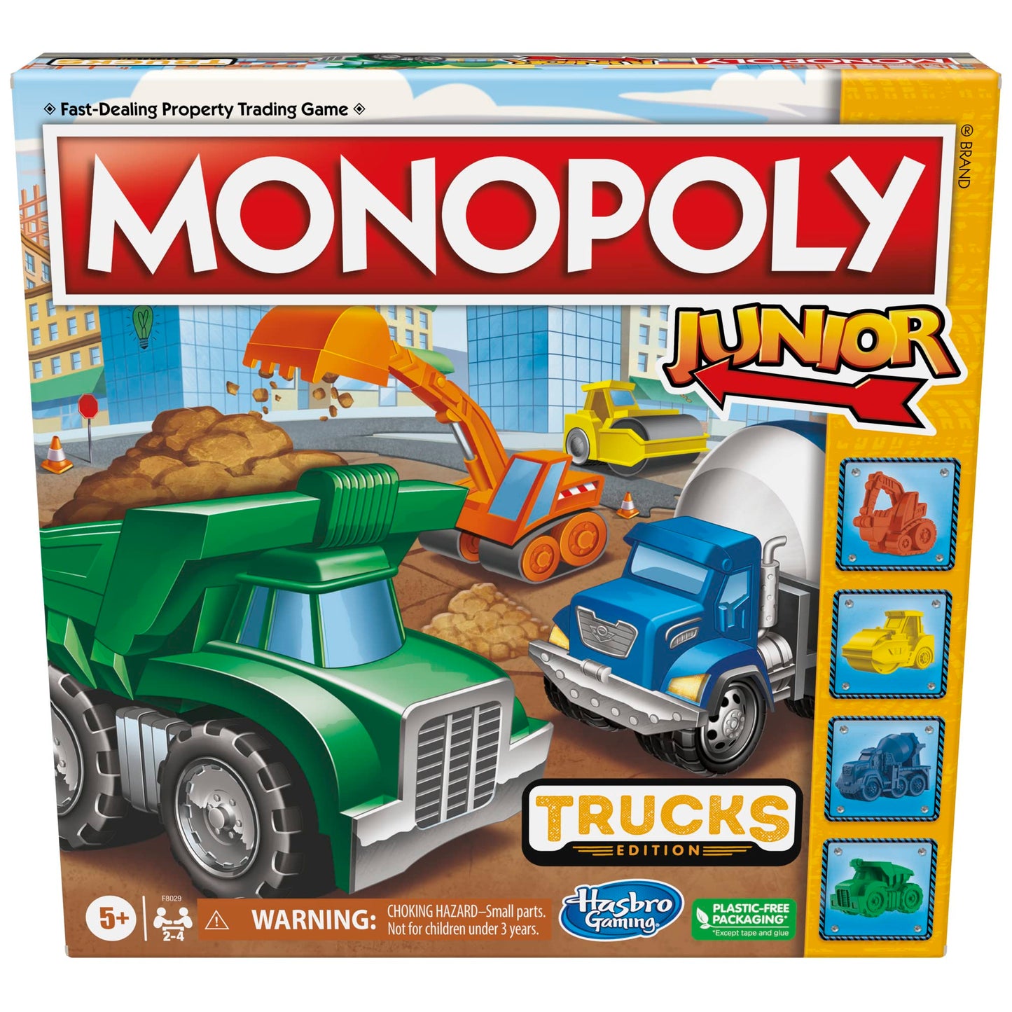 Hasbro Gaming Monopoly Junior Trucks Edition Board Game for Kids Ages 5+, 2-4 Player Kids Games